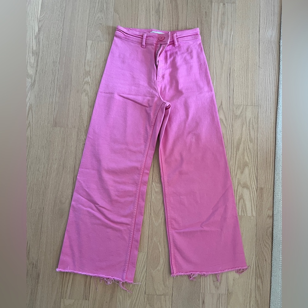 Zara Pink Flare Wide-Leg Jeans